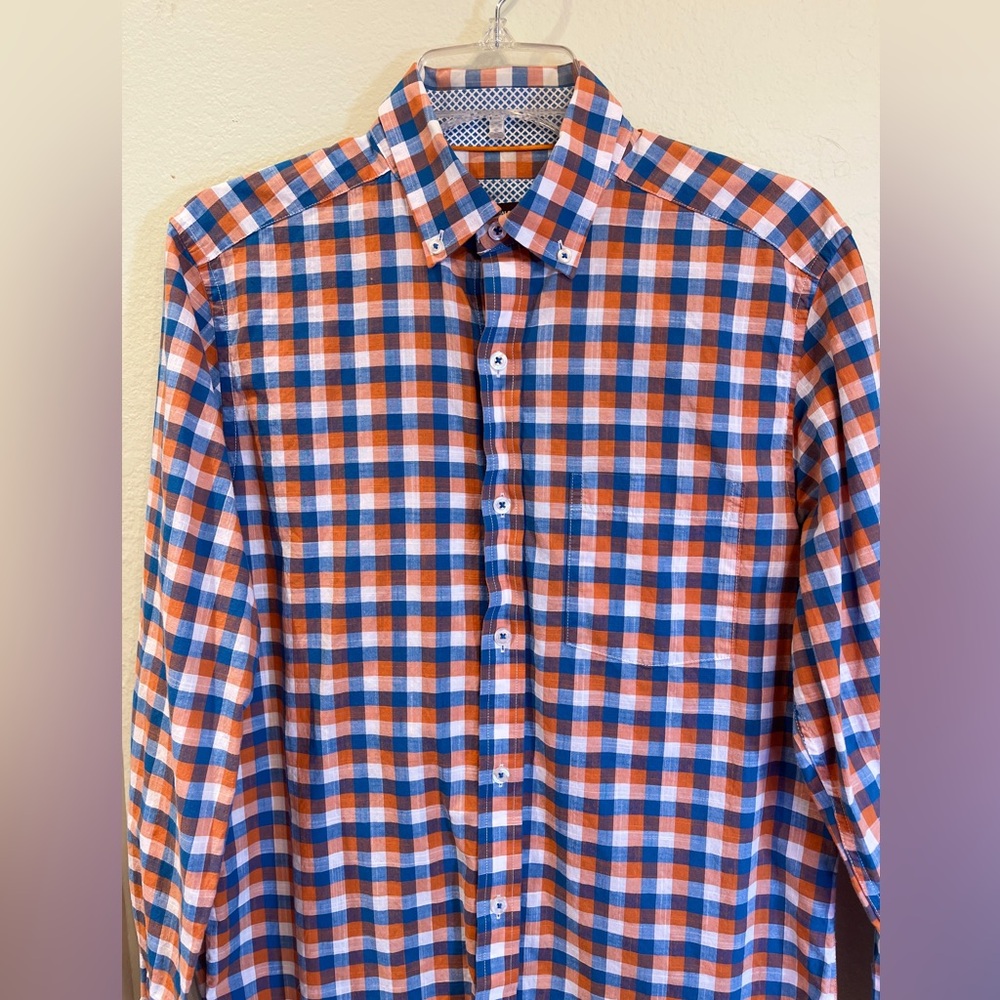 Johnston and Murphy Plaid Button Down Shirt Size Small
